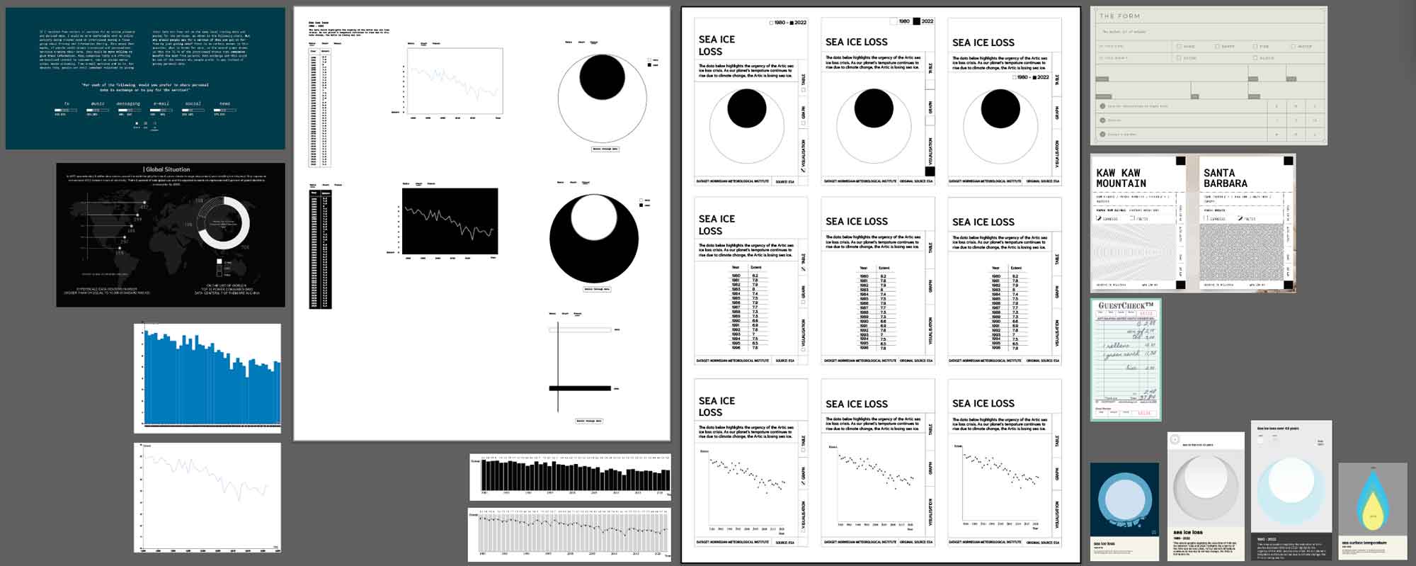 many frames and images compiled together showing work in progress