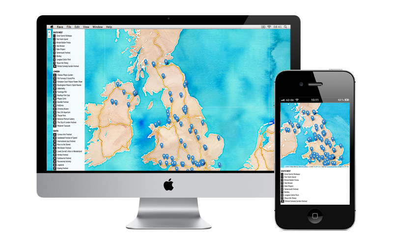 Desktop and mobile view of map widget