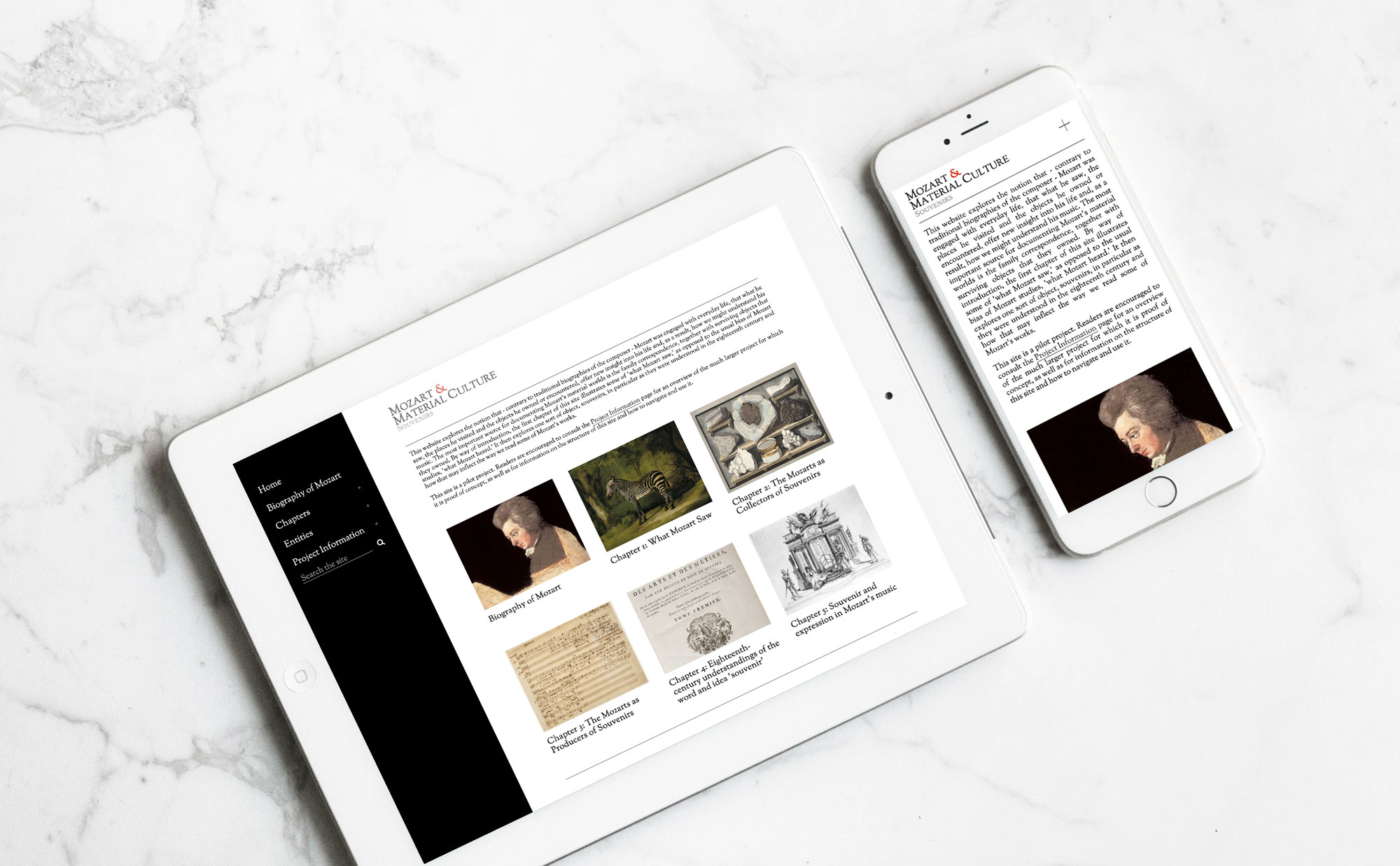 landing page of text and images on a tablet and mobile device