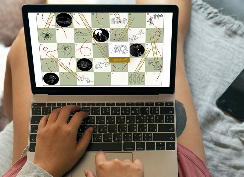 cropped image of a snakes and ladders game grid background with animal illustrations within some squares