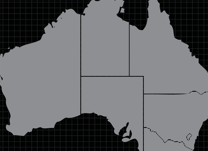 close up cropped map of australia